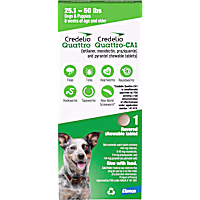 Credelio Quattro/Credelio Quattro-CA1 Dog Flea & Tick Treatment + Heartworm & Parasite Coverage, 25.1-50 lbs