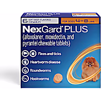 NexGard Plus Flea and Tick Protection Plus Heartworm Disease Preventive for Dogs 4 - 8 lbs. (Orange)