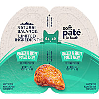 Natural Balance Limited Ingredient Split Cup Chicken & Sweet Potato Recipe Soft Pate in Broth Wet Cat Food