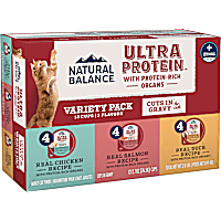 Natural Balance Ultra Protein Chicken, Duck and SalmonWet Cat Food Cuts in Gravy Variety Pack