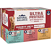 Natural Balance Ultra Protein Chicken, Duck and Salmon Wet Cat Food Pate Variety Pack