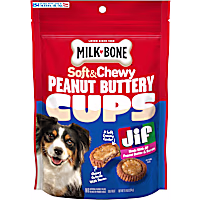 Milk-Bone Peanut Buttery Cups with Jif Peanut Butter & Real Bacon Filled Soft Dog Treats