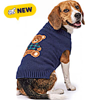 Petco Holiday Navy Teddy Bear Knit Pet Sweater