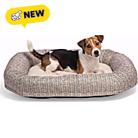 Petco Grey/White Bolstered Rectangle Dog Bed