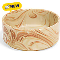 Petco Marbled Tan Ceramic Dog Bowl