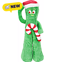 Multipet International Gumby Plush with Santa Hat and Candy Cane Dog Toy