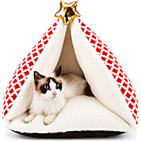 PawsPik Festive Holiday Tree Plush Pet Bed Tent