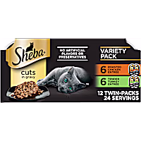 Sheba Perfect Portions Roasted Chicken & Tender Turkey Wet Cat Food Cuts in Gravy Variety Pack