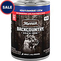 Merrick Backcountry Grain Free Premium Soft and Healthy Hero's Banquet Stew with Beef Canned Wet Dog Food