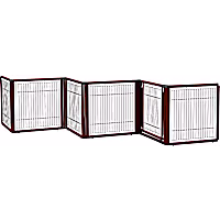 Richell Convertible Elite Pet Gate 6-Panel in Cherry Brown