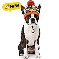 Petco Leopard Print Pom Beanie for Pets