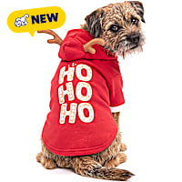 Petco Holiday Ho Ho Ho Antlers Pet Hoodie