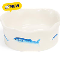 Petco White/Blue Fish Ceramic Cat Bowl