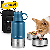 PawsPik Travel 3-in-1 Dog Water Bottle & Bowl Set