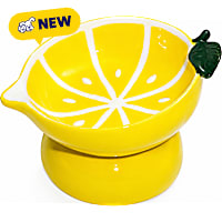 PawsPik Lemon Elevated Angled Ceramic Pet Bowl