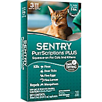 Sentry PurrScriptions Plus Cat & Kitten Squeeze-On Flea & Tick Control, For Cats 2.2 to 5 lbs.