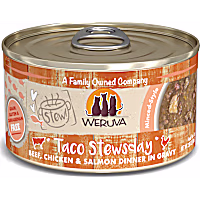 Weruva Stew! Taco Stewsday Beef, Chicken & Salmon Dinner in Gravy Wet Cat Food