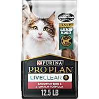 Purina Pro Plan Allergen Reducing Sensitive Skin & Stomach, LIVECLEAR Turkey and Oatmeal Formula High Protein Cat Food