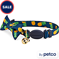 YOULY Navy Pineapple Print Breakaway Bow Tie Cat Collar