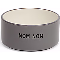 EveryYay Nom Nom Gray Ceramic Dog Bowl