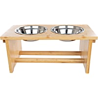 Pet Adobe Elevated Dog Bowls with Bamboo Stand