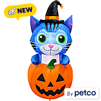 Petco Inflatable Jack-o-Lantern Cat Halloween Lawn Ornament