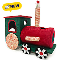 Prevue Pet Products North Pole Train Cat Condo Bed with Toys and Scratchers
