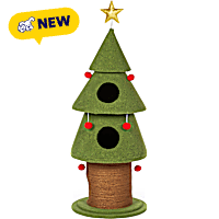 Prevue Pet Products Santa Kitty Christmas Tree Cat Condo with Multiple Hideaways and Toys