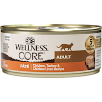 Wellness CORE Chicken, Turkey & Chicken Liver Natural, Protein-Rich, Grain Free Pate Adult Wet Cat Food