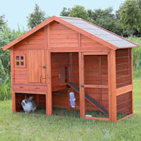 TRIXIE Natura Two Story Hatched Gable Rabbit Hutch with Run