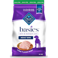 Blue Buffalo Basics Grain-Free Skin & Stomach Care, Limited Ingredient Diet, Turkey Recipe Adult Dry Dog Food