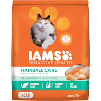 IAMS ProActive Health Adult Hairball Care Dry Cat Food with Chicken and Salmon Cat Kibble
