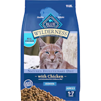 Blue Buffalo Indoor Cats, High-Protein & Grain-Free, Chicken Wilderness Natural Adult Dry Cat Food