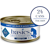 Blue Buffalo Blue Basics Skin & Stomach Care Natural Adult Grain Free Indoor Duck Adult Pate Wet Cat Food