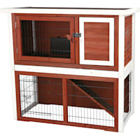 TRIXIE Natura Animal Hutch with Enclosure in Brown & White