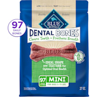 Blue Buffalo Dental Bones Mini Natural Dental Chew Dog Treats Value Pack