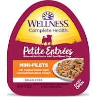 Wellness Complete Health Petite Entrees Mini-Filets Roasted Chicken, Beef, Carrots & Green Beans in Gravy Wet Dog Food