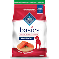 Blue Buffalo Basics Skin & Stomach Care, Limited Ingredient Diet, Salmon Recipe Grain-Free Adult Dry Dog Food