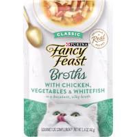 Fancy Feast Lickable Classic Chicken, Vegetables and Whitefish Broth Wet Cat Food Topper