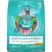 Purina ONE +Plus Sensitive Skin and Stomach Formula Natural Dry Cat Food