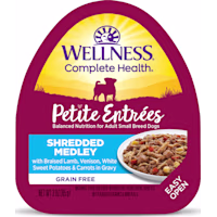 Wellness Petite Entrees Shredded Medley Braised Lamb, Venison, White Sweet Potatoes & Carrots Wet Dog Food