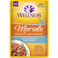 Wellness Healthy Indulgence Natural Grain Free Morsels with Turkey & Duck in Savory Sauce Wet Cat Food