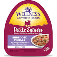 Wellness Petite Entrees Shredded Medley with Roasted Chicken, Duck, Peas & Carrots Wet Dog Food
