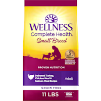 Wellness Complete Health Grain Free Small Breed Deboned Turkey, Chicken Meal & Salmon Meal Recipe Dry Dog Food