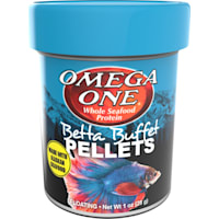 Omega One Betta Buffet Pellets for Betta Fish, Floating Meal-Free Fish Food