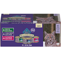 Blue Buffalo Wilderness Natural Adult Chicken, Salmon, Duck Pate Variety Pack Wet Cat Food