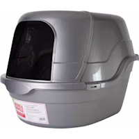 Nature's Miracle Hooded Flip Top Oval Shaped Silver & White Cat Litter Box With Odor Control