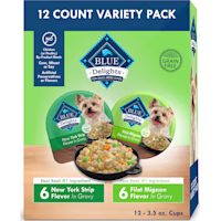 Blue Buffalo Delights Filet Mignon, New York Strip Small Breed Wet Dog Food Variety Pack