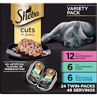 Sheba variety pack Cuts in Grvy Grmt Slmn, Signature Tuna, Delicate Whtfsh & Tuna Grain Free Wet Cat Food