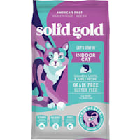 Solid Gold Let's Stay In Indoor Cat Salmon, Lentil & Apple Recipe for Adult Cats; Grain Free Dry Food with Superfoods